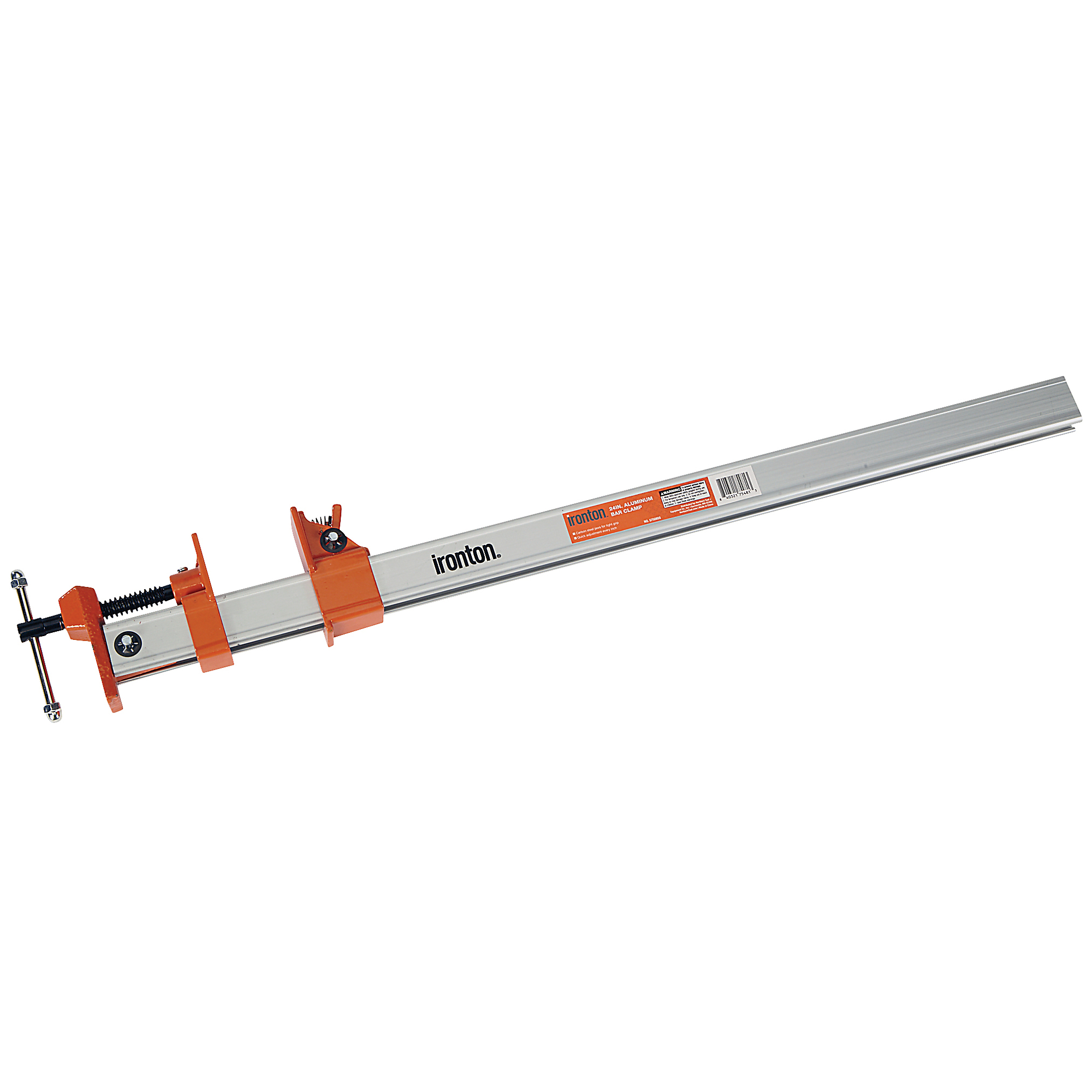 Ironton 24in. Aluminum Bar Clamp, 890-Lb. Clamping Pressure, 20.5in. Opening